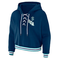 Seattle Kraken WEAR by Erin Andrews Women's Lace-Up Pullover Hoodie - Blue | US 200116126