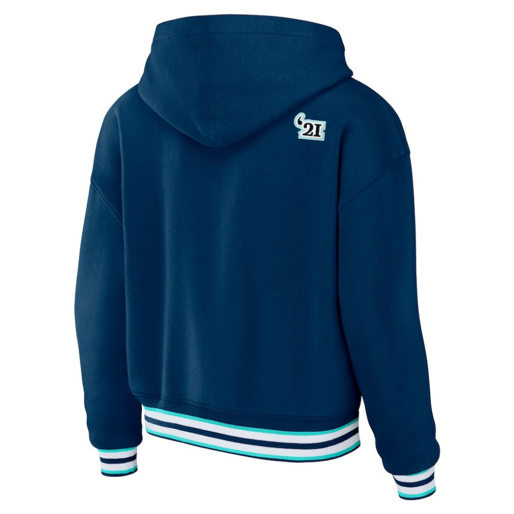 Seattle Kraken WEAR by Erin Andrews Women's Lace-Up Pullover Hoodie - Blue | US 200116126