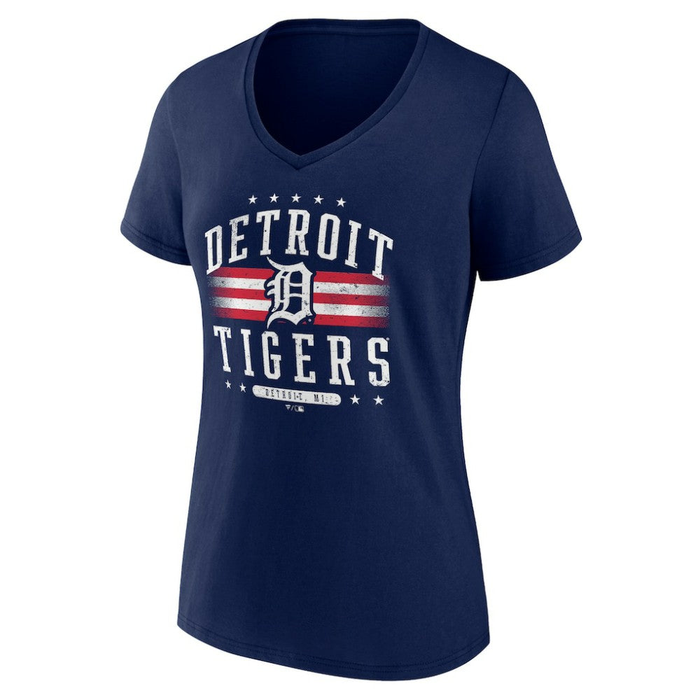 Detroit Tigers Women's Americana Team V-Neck T-Shirt - Navy T-shirts