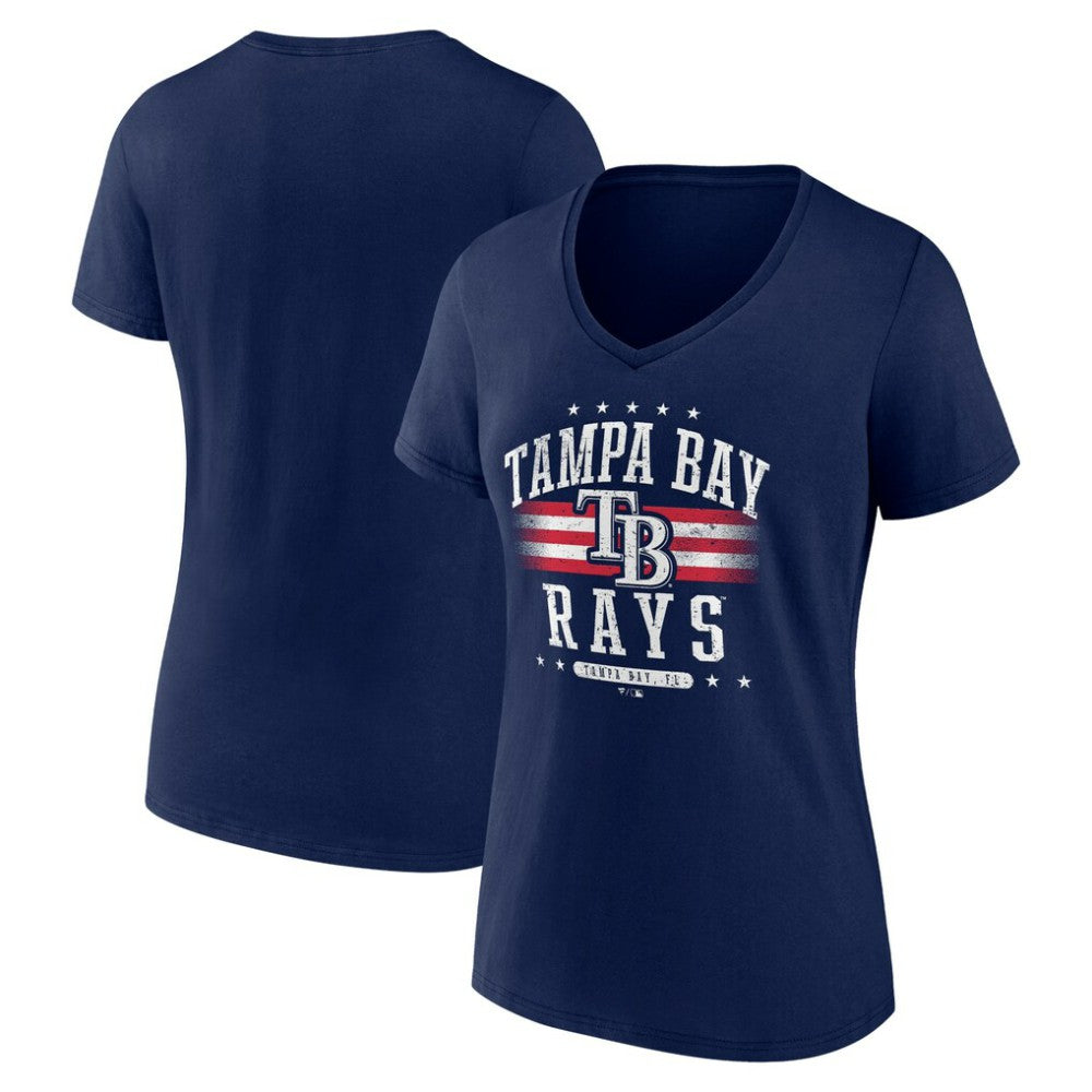 Tampa Bay Rays Women's Americana Team V-Neck T-Shirt - Navy T-shirts