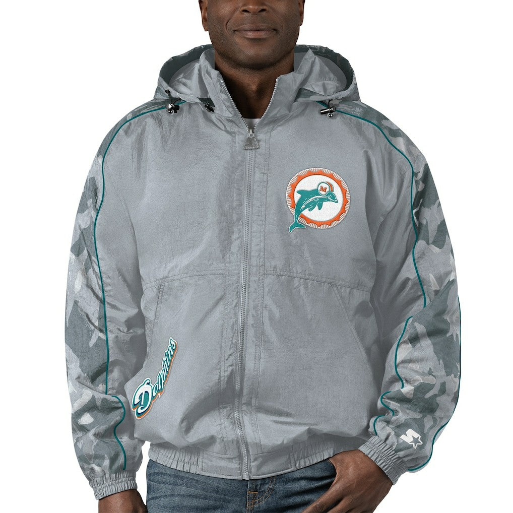 Miami Dolphins Starter Thursday Night Gridiron Throwback Full-Zip Jacket - Gray Jackets