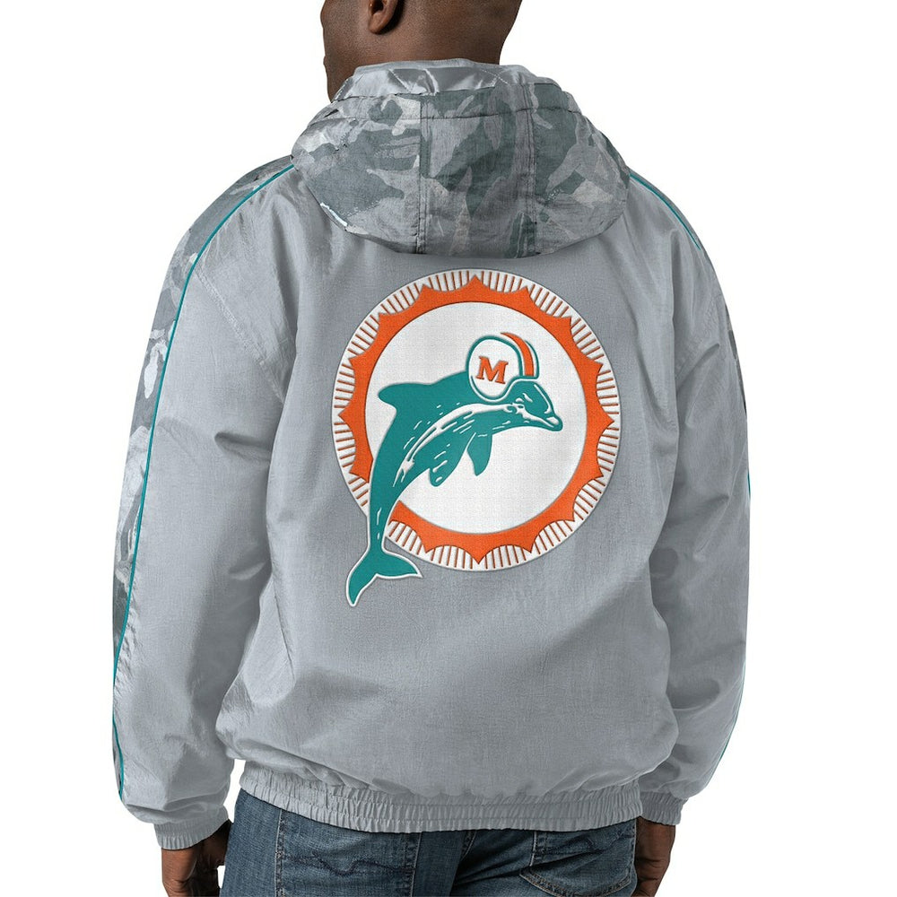 Miami Dolphins Starter Thursday Night Gridiron Throwback Full-Zip Jacket - Gray Jackets
