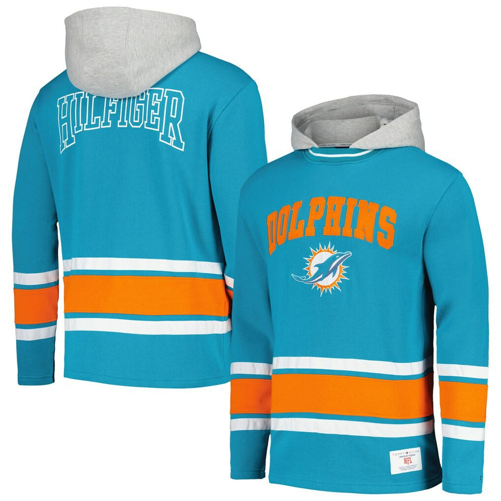 Miami Dolphins Tommy Hilfiger Ivan Fashion Pullover Hoodie - Aqua Hoodies