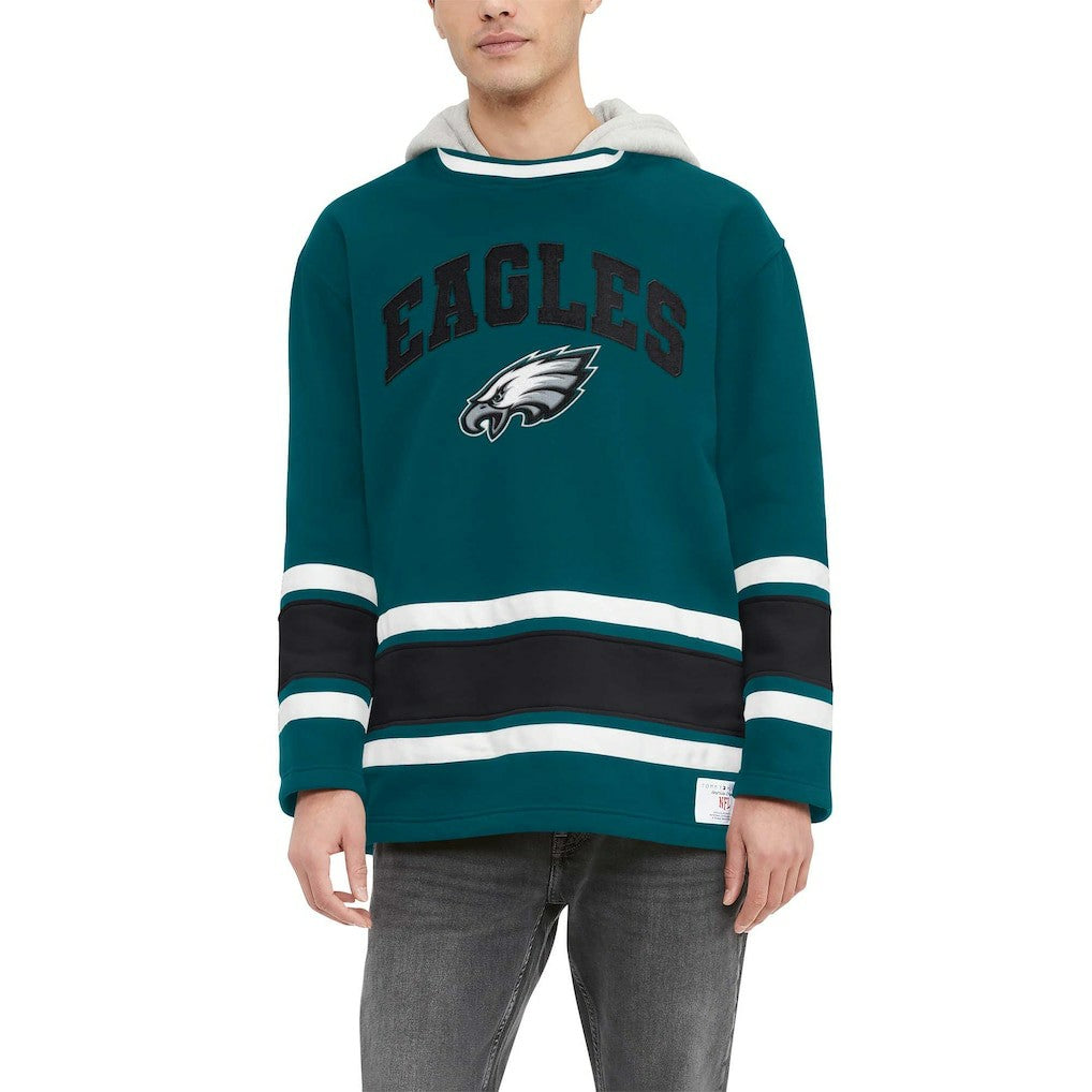 Philadelphia Eagles Tommy Hilfiger Ivan Fashion Pullover Hoodie - Midnight Green Hoodies