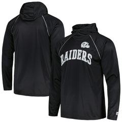 Las Vegas Raiders Starter Gridiron Classics Throwback Raglan Long Sleeve Hooded T-Shirt - Black T-shirts