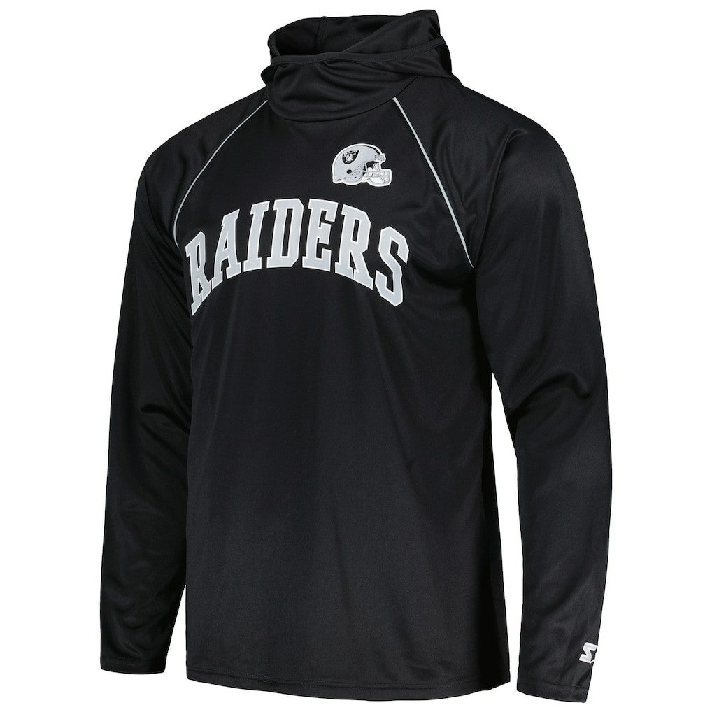 Las Vegas Raiders Starter Gridiron Classics Throwback Raglan Long Sleeve Hooded T-Shirt - Black T-shirts