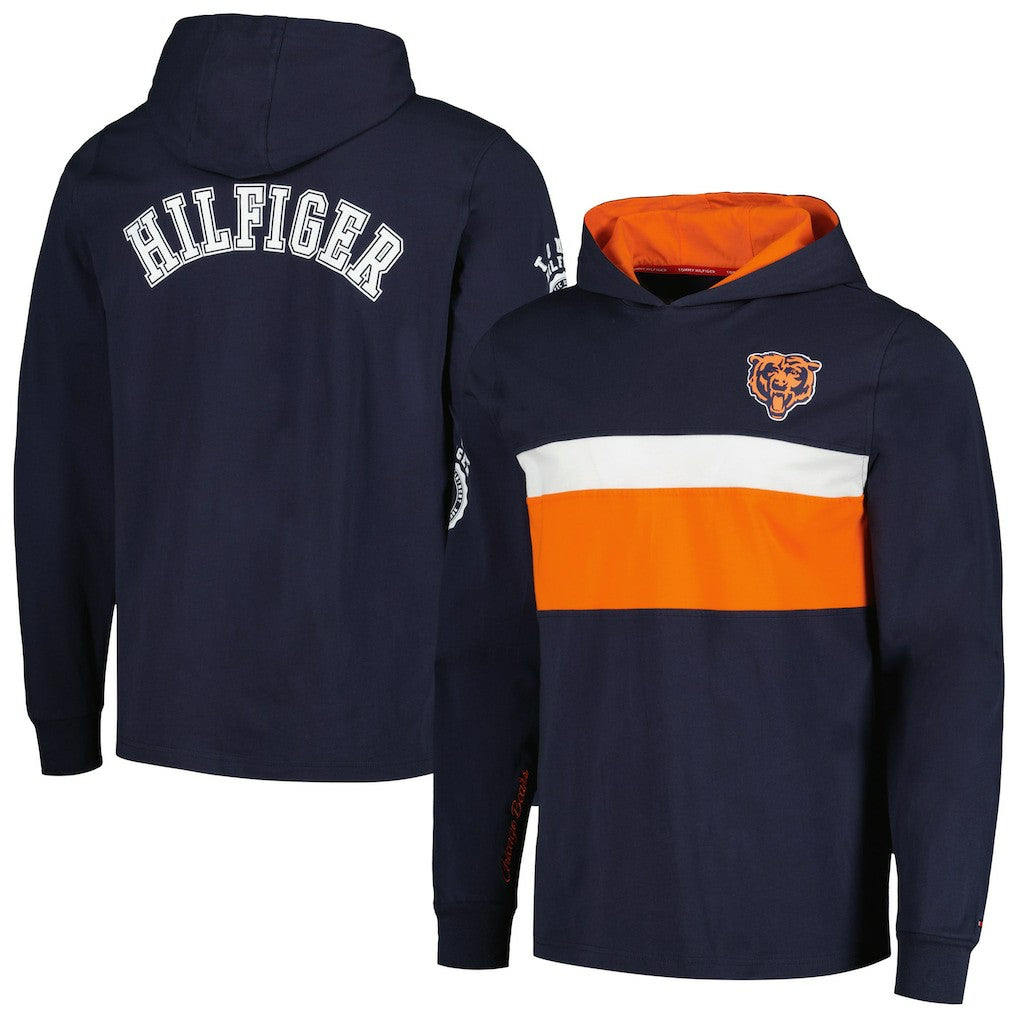 Chicago Bears Tommy Hilfiger Morgan Long Sleeve Hoodie T-Shirt - Navy Hoodies