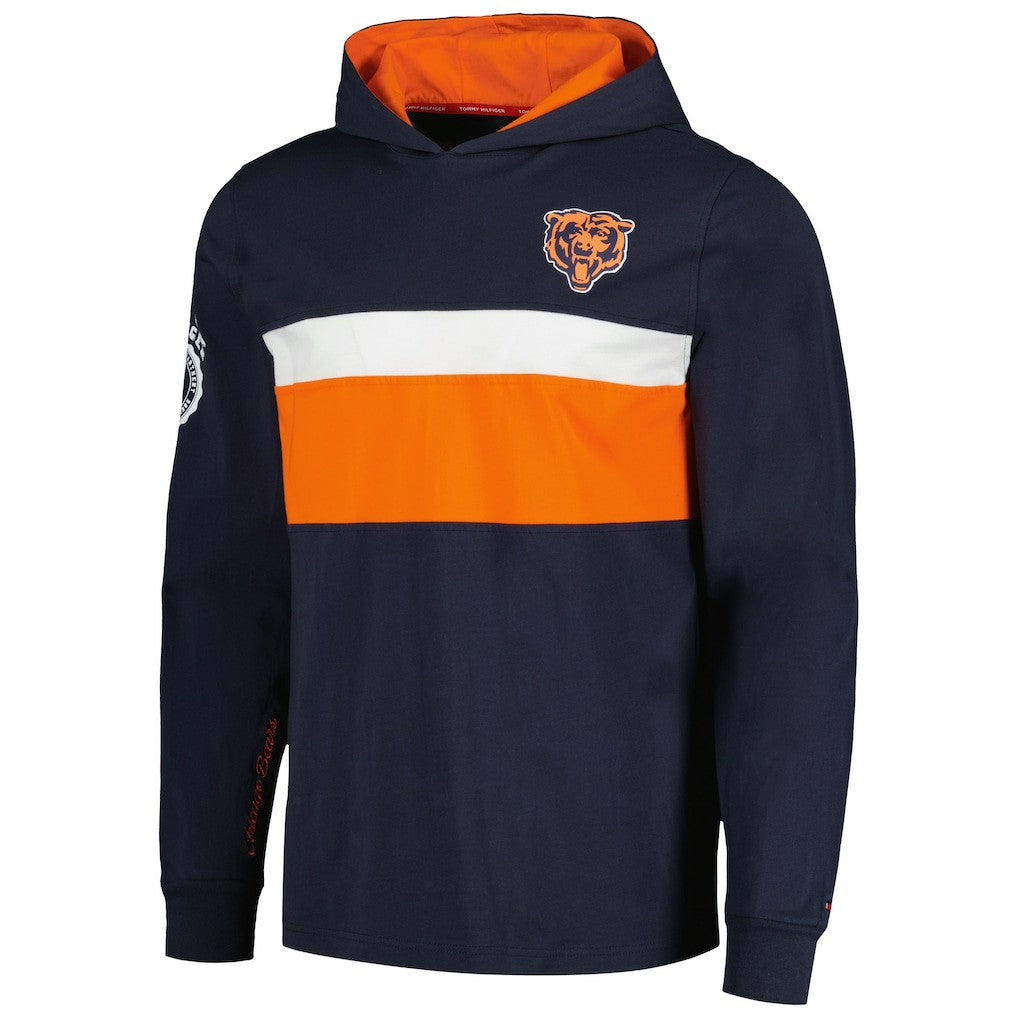 Chicago Bears Tommy Hilfiger Morgan Long Sleeve Hoodie T-Shirt - Navy Hoodies