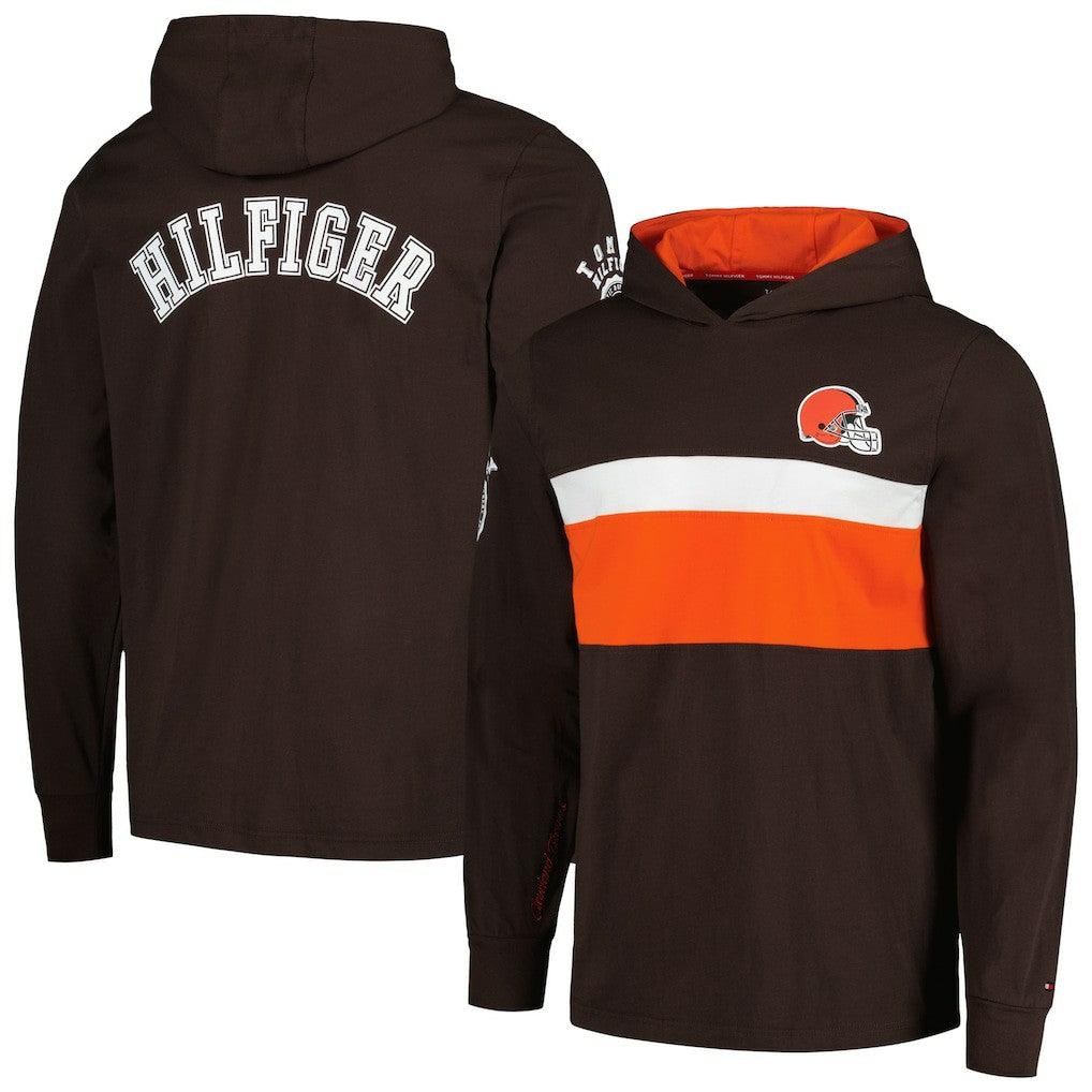 Cleveland Browns Tommy Hilfiger Morgan Long Sleeve Hoodie T-Shirt - Brown Hoodies