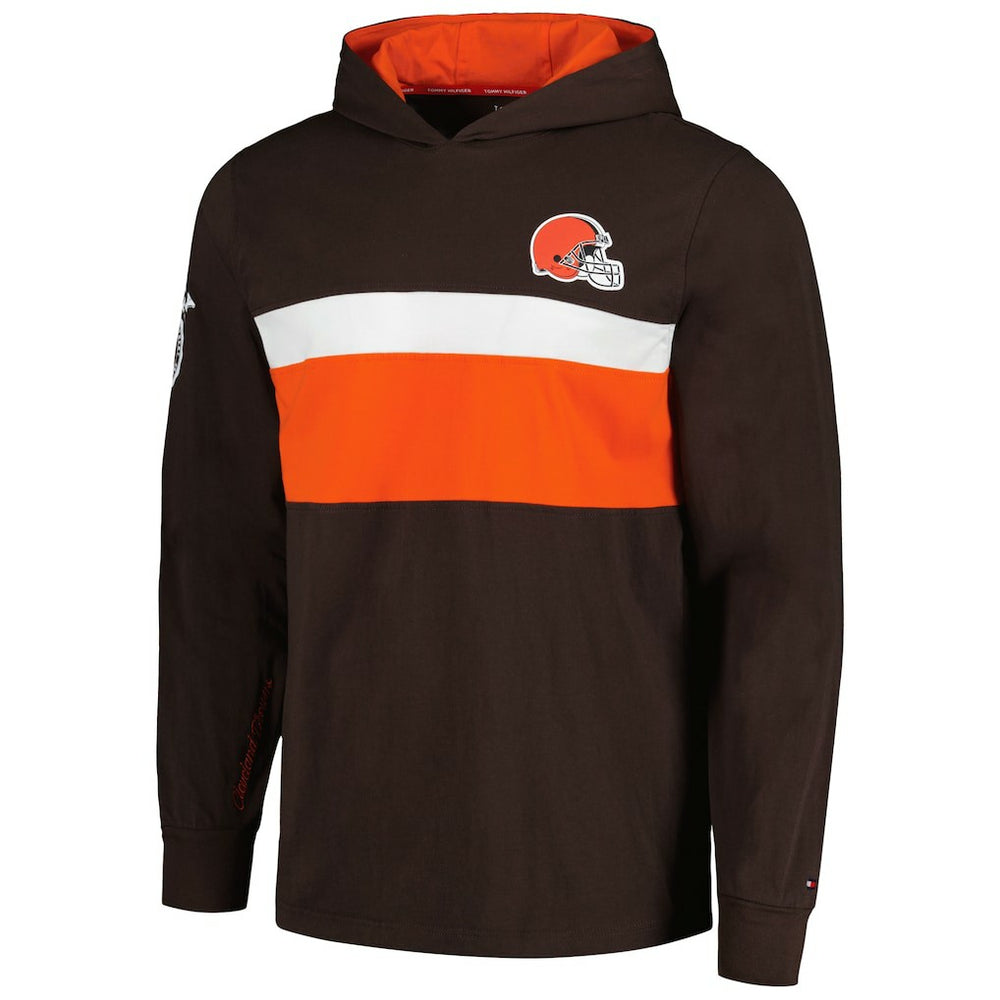 Cleveland Browns Tommy Hilfiger Morgan Long Sleeve Hoodie T-Shirt - Brown Hoodies