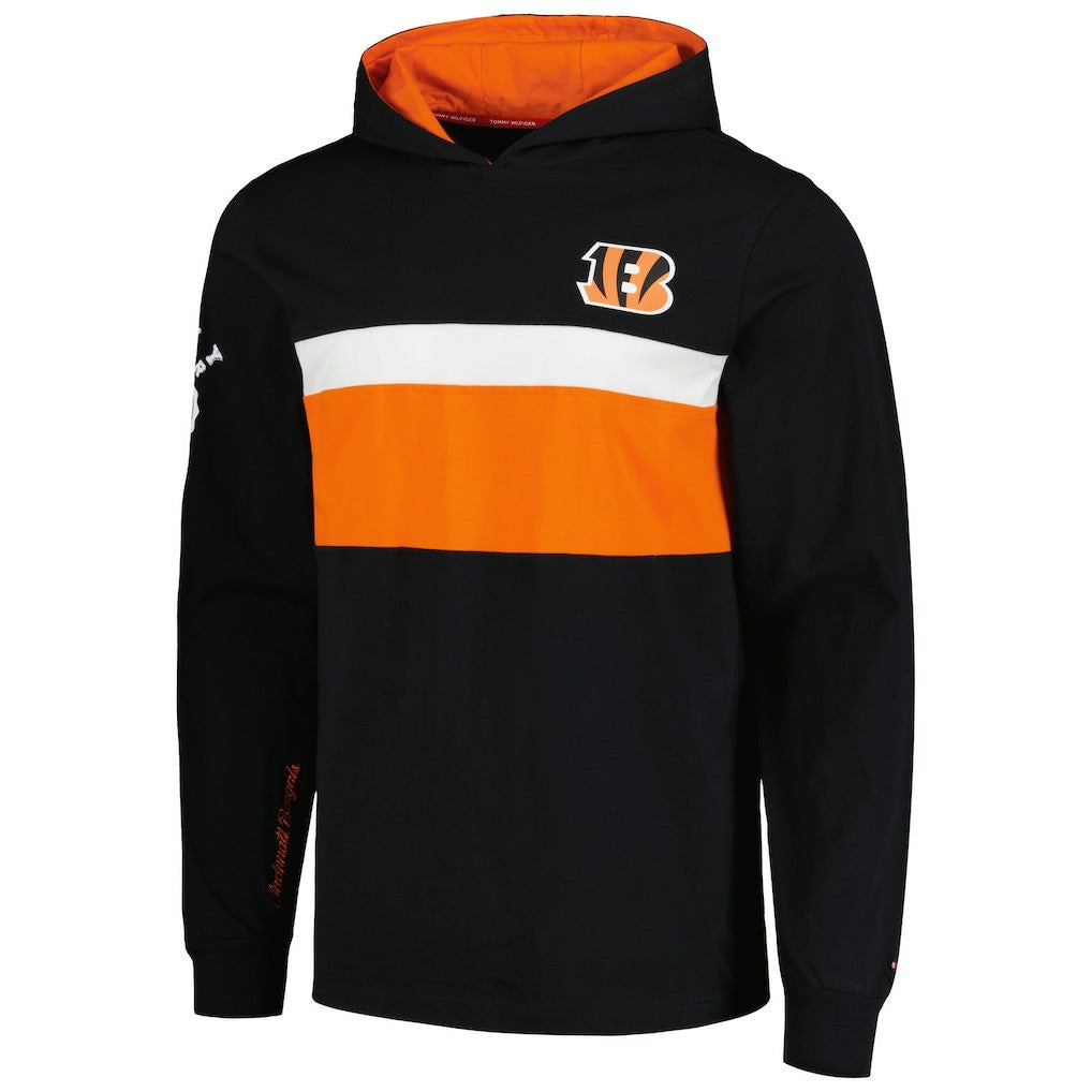Cincinnati Bengals Tommy Hilfiger Morgan Long Sleeve Hoodie T-Shirt - Black Hoodies