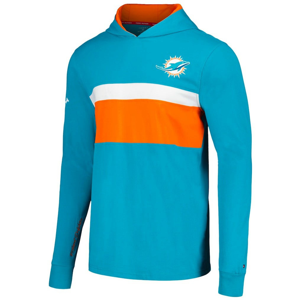 Miami Dolphins Tommy Hilfiger Morgan Long Sleeve Hoodie T-Shirt - Aqua Hoodies