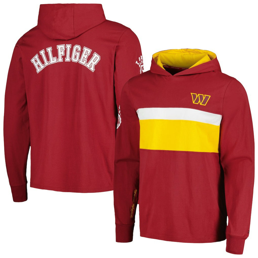 Washington Commanders Tommy Hilfiger Morgan Long Sleeve Hoodie T-Shirt - Burgundy Hoodies