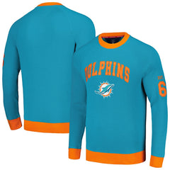 Miami Dolphins Tommy Hilfiger Reese Raglan Tri-Blend Pullover Sweatshirt - Aqua Pullover