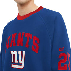 New York Giants Tommy Hilfiger Reese Raglan Tri-Blend Pullover Sweatshirt - Royal Pullover