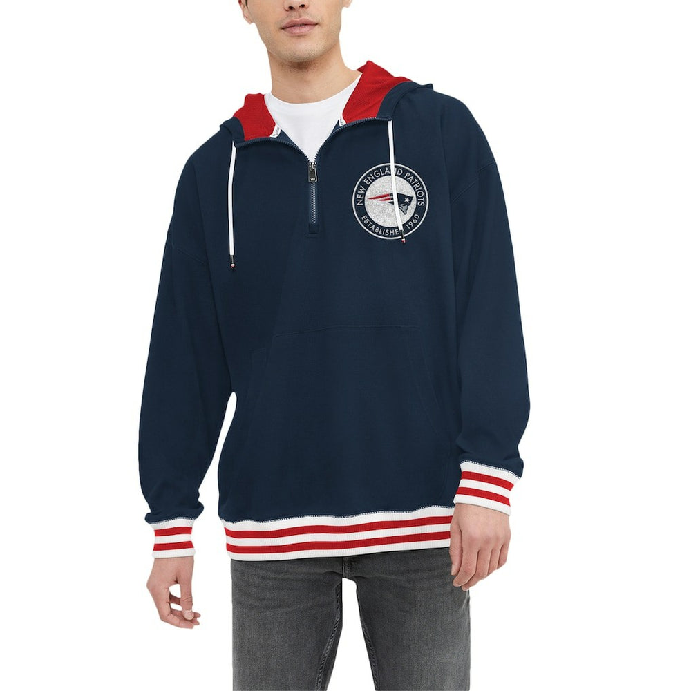 New England Patriots Tommy Hilfiger Aaron Quarter-Zip Hoodie - Navy Hoodies
