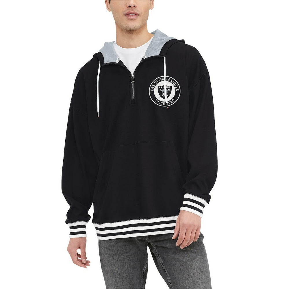 Las Vegas Raiders Tommy Hilfiger Aaron Quarter-Zip Hoodie - Black Hoodies