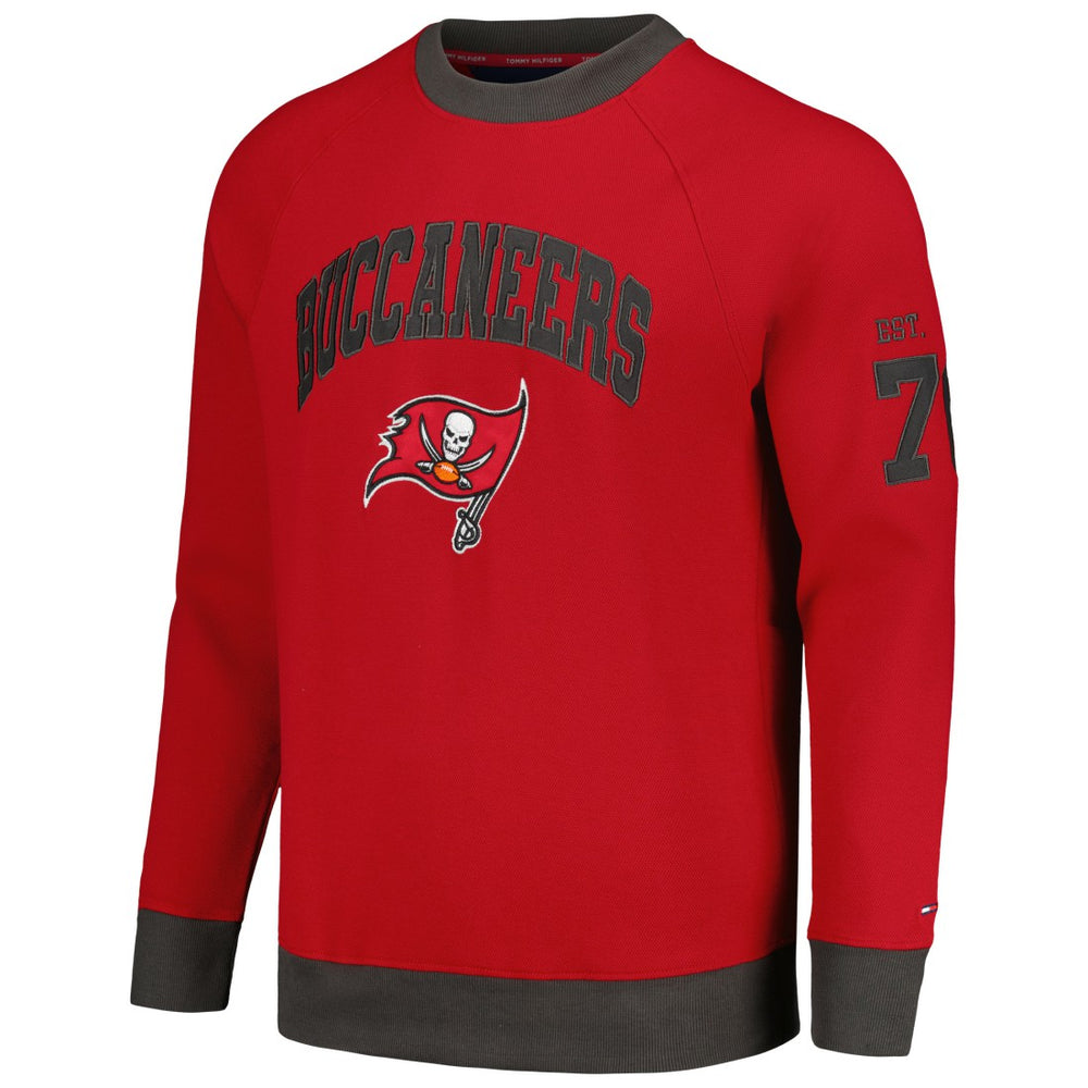 Tampa Bay Buccaneers Tommy Hilfiger Reese Raglan Tri-Blend Pullover Sweatshirt - Red Pullover