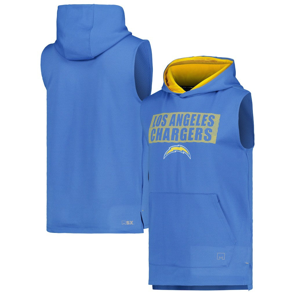 Los Angeles Chargers MSX by Michael Strahan Marathon Sleeveless Pullover Hoodie - Powder Blue Hoodies