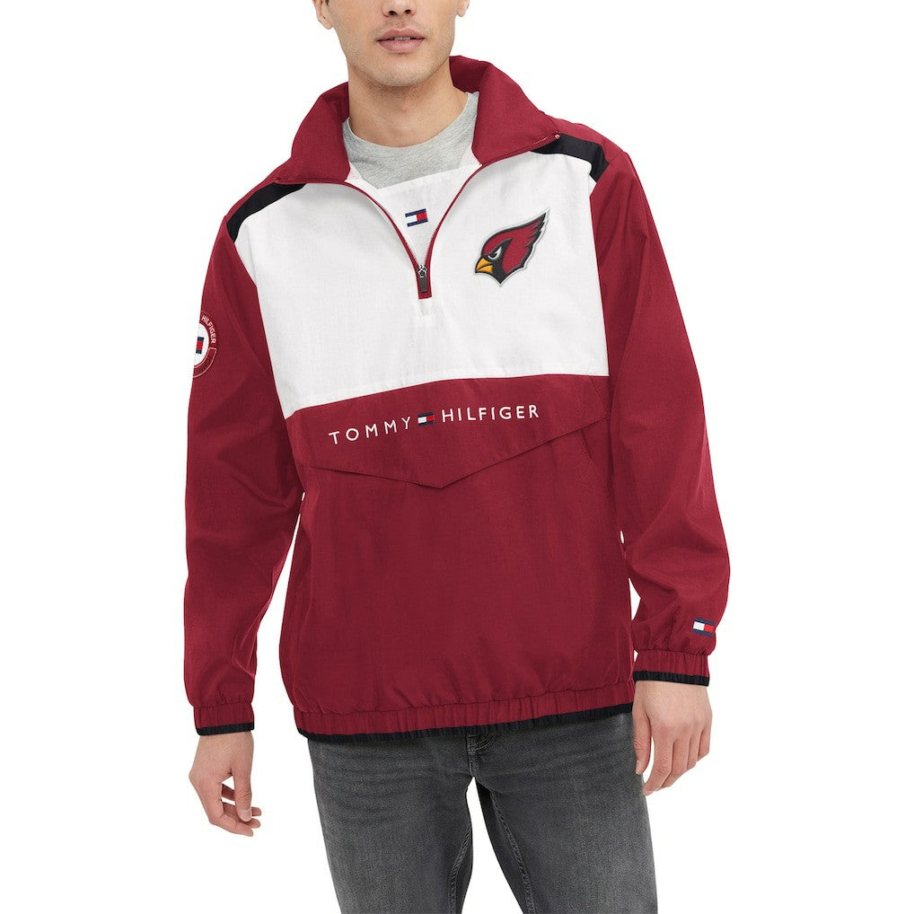 Arizona Cardinals Tommy Hilfiger Carter Half-Zip Hooded Top - Cardinal/White Tops