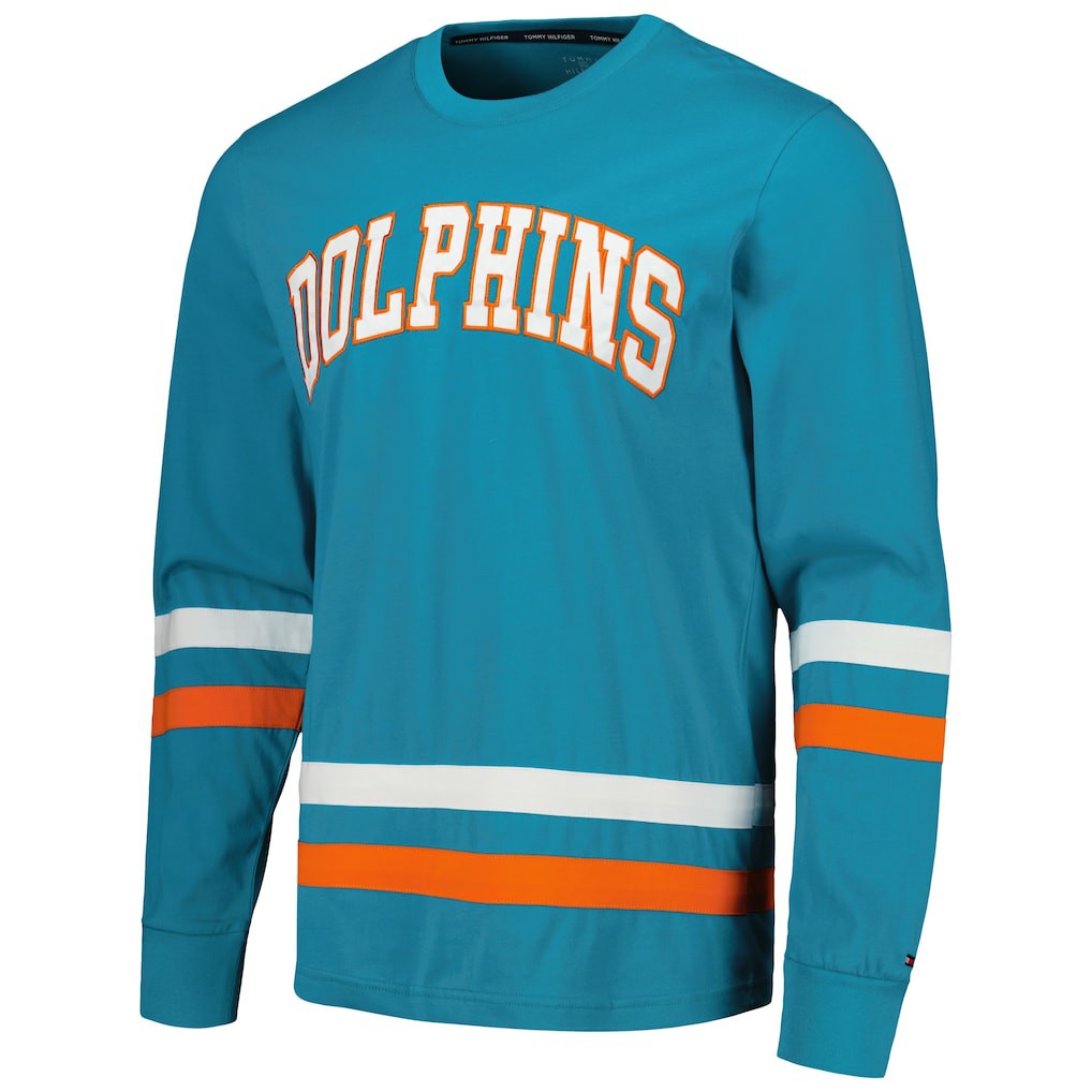 Miami Dolphins Tommy Hilfiger Nolan Long Sleeve T-Shirt - Aqua/Orange T-shirts