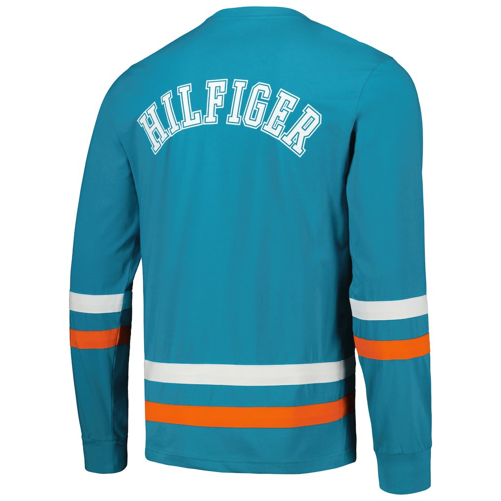 Miami Dolphins Tommy Hilfiger Nolan Long Sleeve T-Shirt - Aqua/Orange T-shirts
