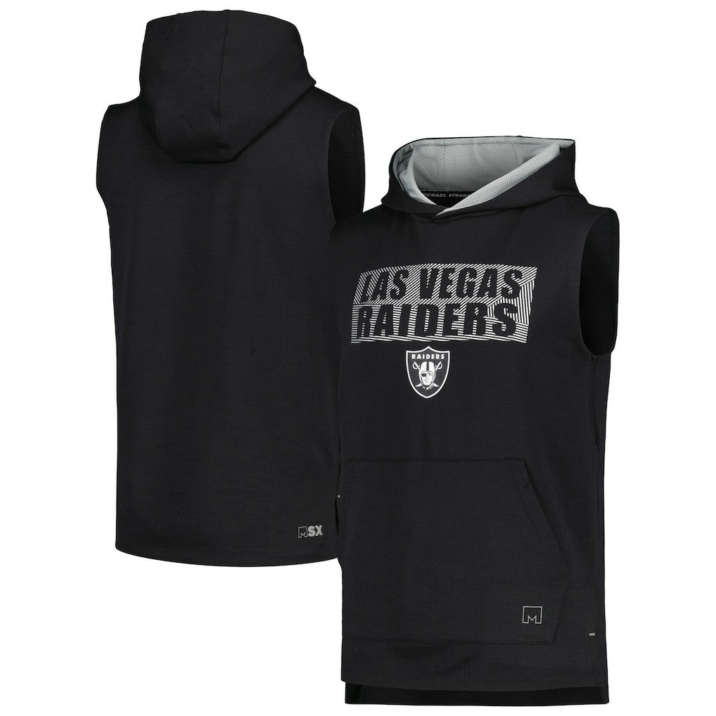 Las Vegas Raiders MSX by Michael Strahan Marathon Sleeveless Pullover Hoodie - Black Hoodies