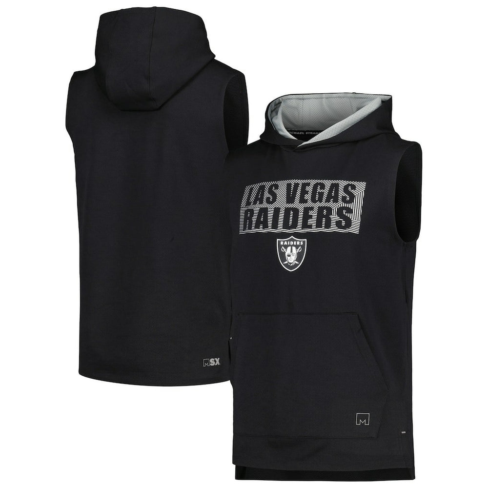 Las Vegas Raiders MSX by Michael Strahan Marathon Sleeveless Pullover Hoodie - Black Hoodies