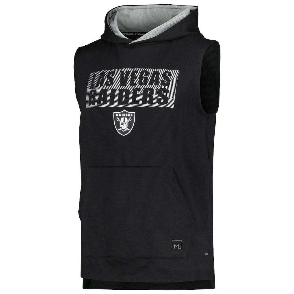 Las Vegas Raiders MSX by Michael Strahan Marathon Sleeveless Pullover Hoodie - Black Hoodies