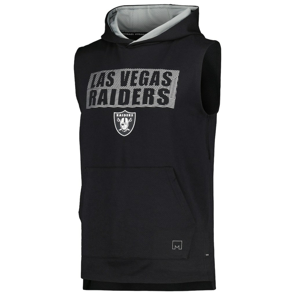 Las Vegas Raiders MSX by Michael Strahan Marathon Sleeveless Pullover Hoodie - Black Hoodies