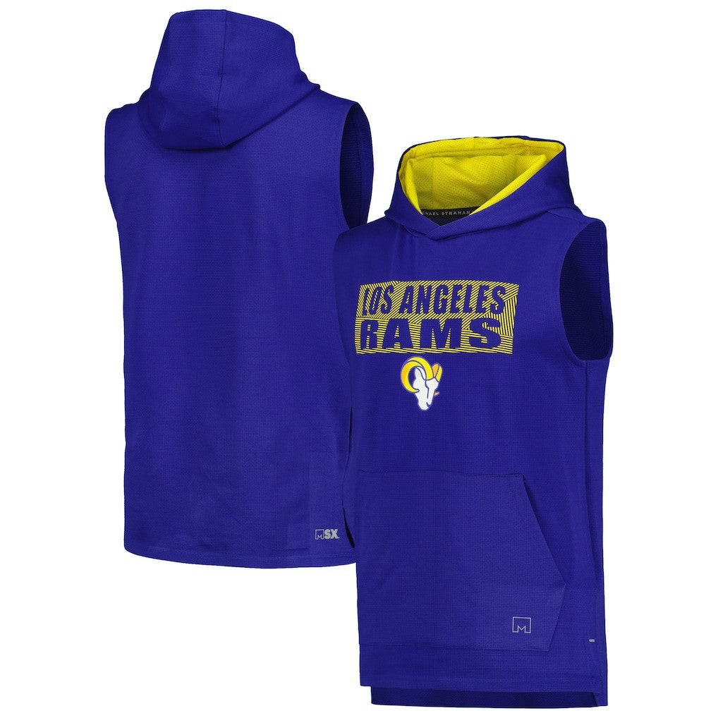 Los Angeles Rams MSX by Michael Strahan Marathon Sleeveless Pullover Hoodie - Royal Hoodies