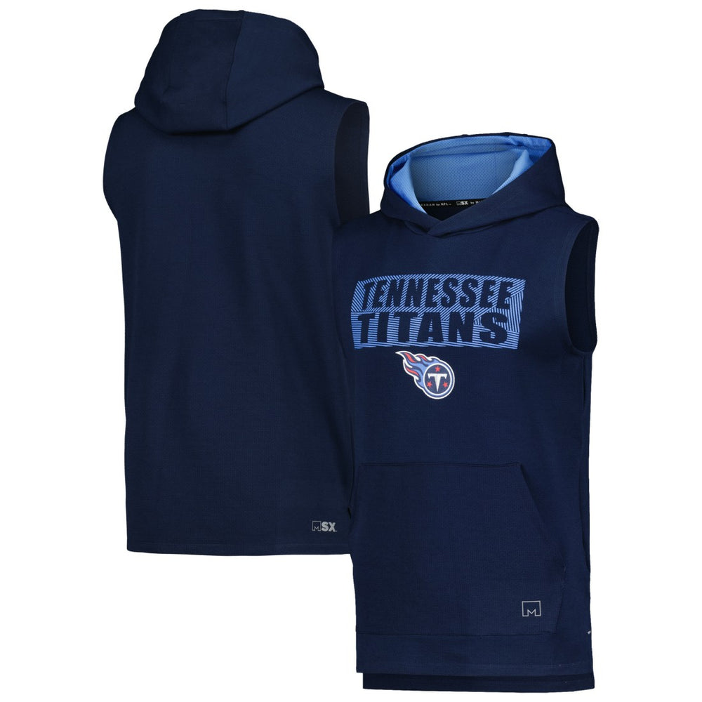 Tennessee Titans MSX by Michael Strahan Marathon Sleeveless Pullover Hoodie - Navy Hoodies
