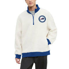 Buffalo Bills Tommy Hilfiger Jordan Sherpa Quarter-Zip Sweatshirt - Cream Sweatshirts