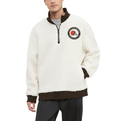 Cleveland Browns Tommy Hilfiger Jordan Sherpa Quarter-Zip Sweatshirt - Cream Sweatshirts