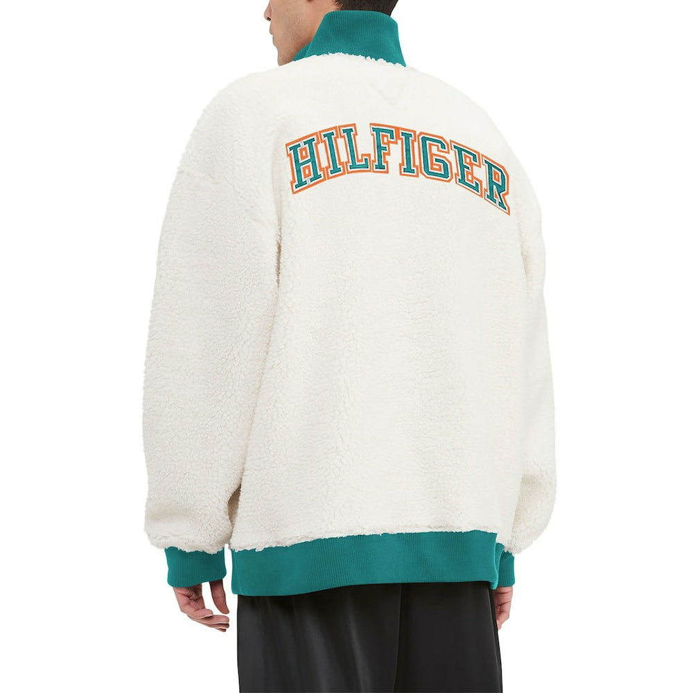 Miami Dolphins Tommy Hilfiger Jordan Sherpa Quarter-Zip Sweatshirt - Cream Sweatshirts