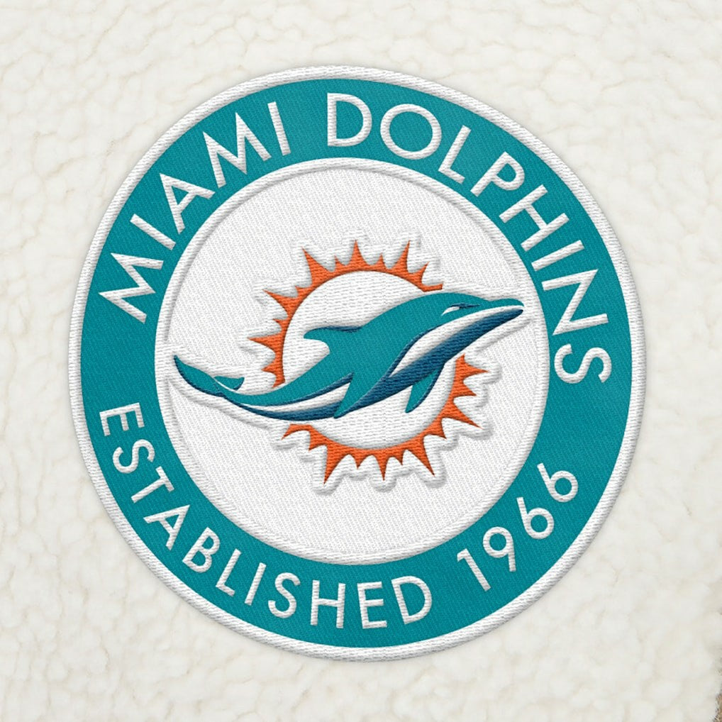 Miami Dolphins Tommy Hilfiger Jordan Sherpa Quarter-Zip Sweatshirt - Cream Sweatshirts