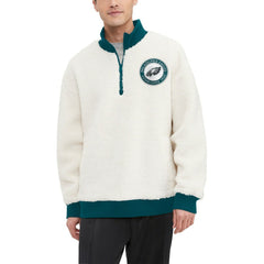 Philadelphia Eagles Tommy Hilfiger Jordan Sherpa Quarter-Zip Sweatshirt - Cream Sweatshirts
