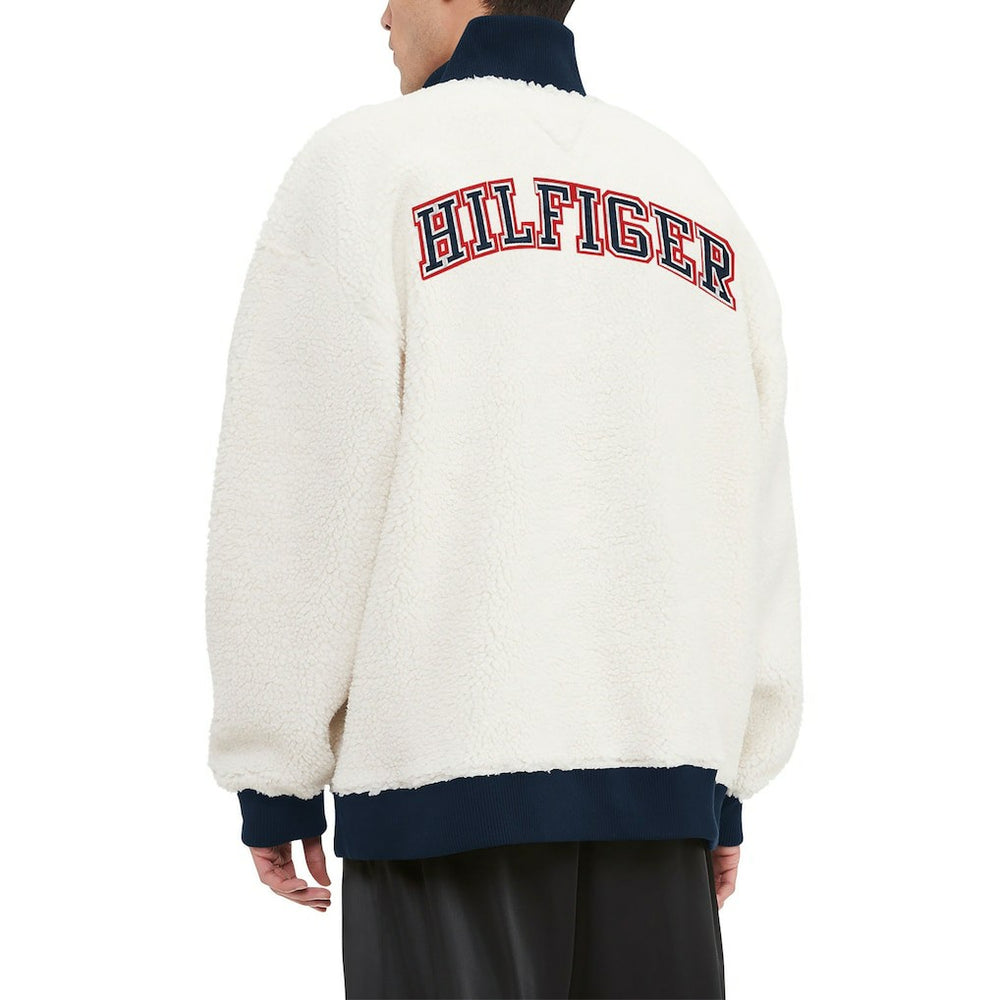 New England Patriots Tommy Hilfiger Jordan Sherpa Quarter-Zip Sweatshirt - Cream Sweatshirts