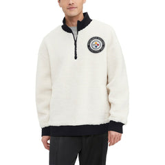 Pittsburgh Steelers Tommy Hilfiger Jordan Sherpa Quarter-Zip Sweatshirt - Cream Sweatshirts