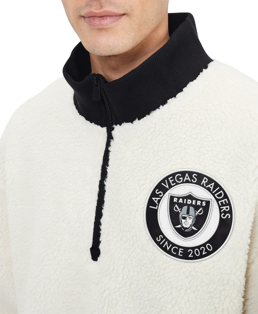 Las Vegas Raiders Tommy Hilfiger Jordan Sherpa Quarter-Zip Sweatshirt - Cream Sweatshirts