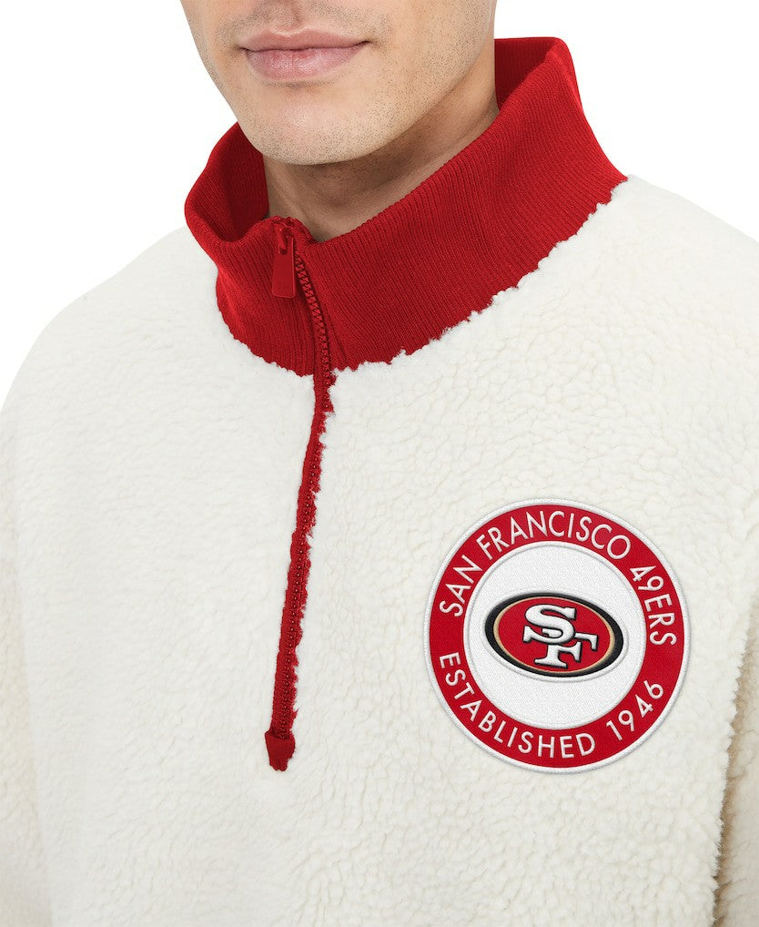 San Francisco 49ers Tommy Hilfiger Jordan Sherpa Quarter-Zip Sweatshirt - Cream Sweatshirts