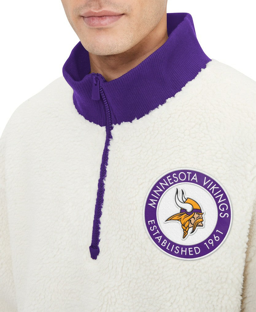 Minnesota Vikings Tommy Hilfiger Jordan Sherpa Quarter-Zip Sweatshirt - Cream Sweatshirts