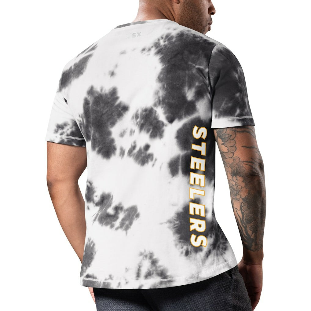 Pittsburgh Steelers MSX by Michael Strahan Freestyle Tie-Dye T-Shirt - Black T-shirts