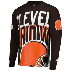 Cleveland Browns Starter Clutch Hit Long Sleeve T-Shirt - Brown T-shirts