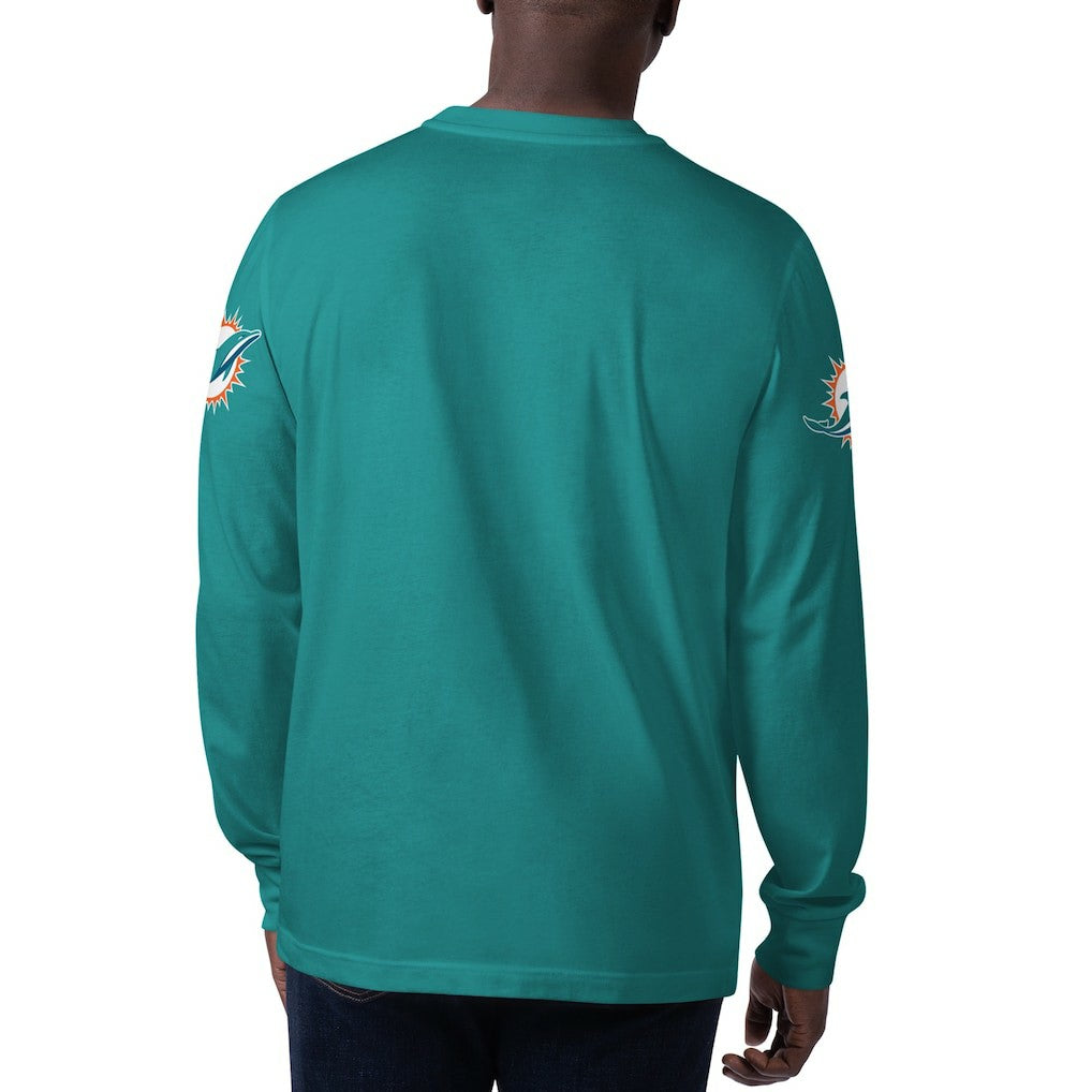 Miami Dolphins Starter Clutch Hit Long Sleeve T-Shirt - Aqua T-shirts