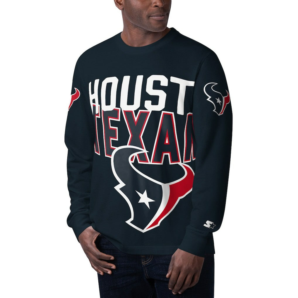 Houston Texans Starter Clutch Hit Long Sleeve T-Shirt - Navy T-shirts