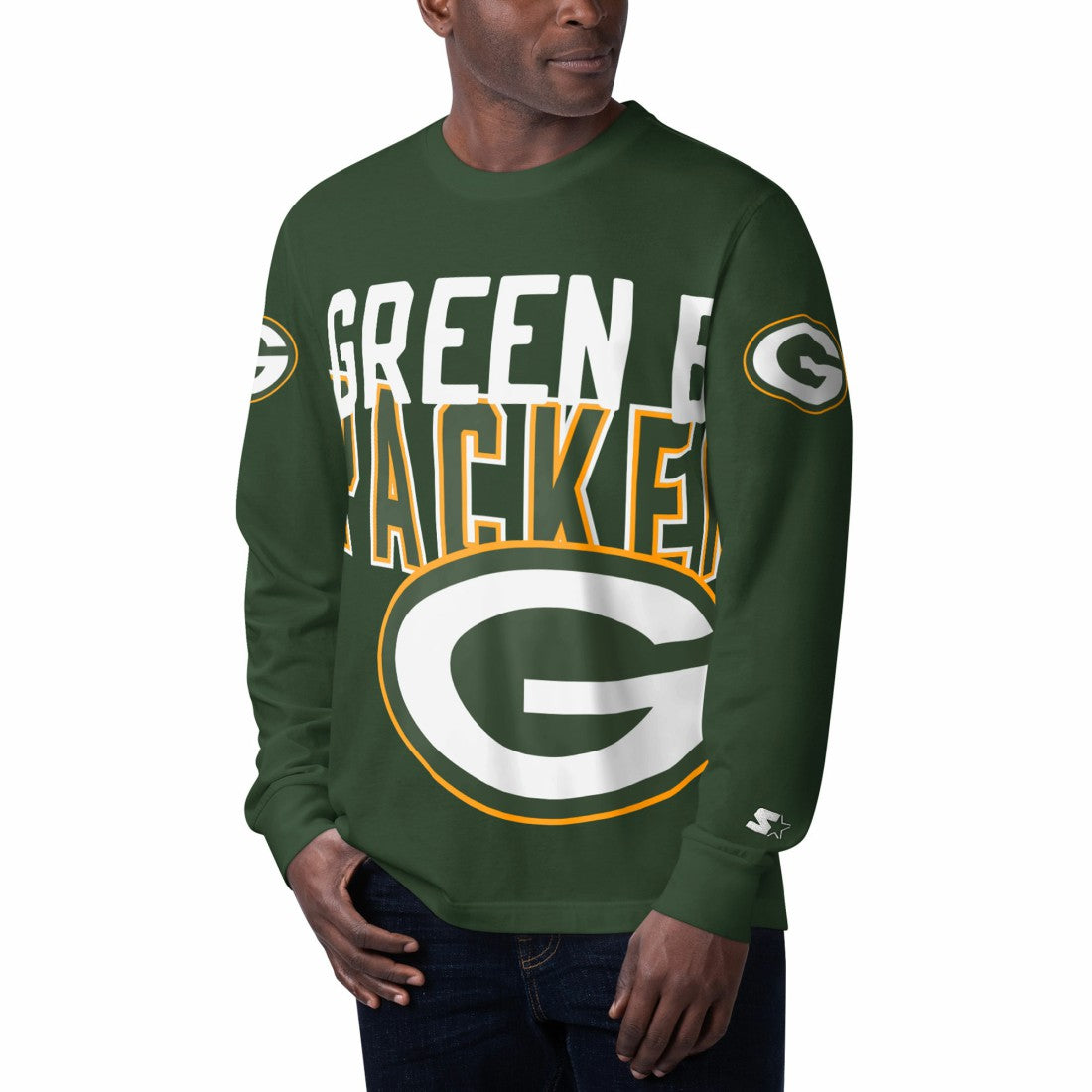 Green Bay Packers Starter Clutch Hit Long Sleeve T-Shirt - Green T-shirts