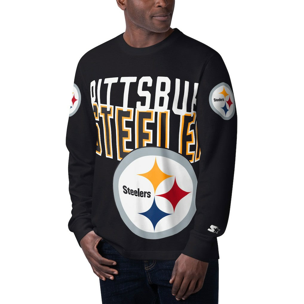 Pittsburgh Steelers Starter Clutch Hit Long Sleeve T-Shirt - Black T-shirts