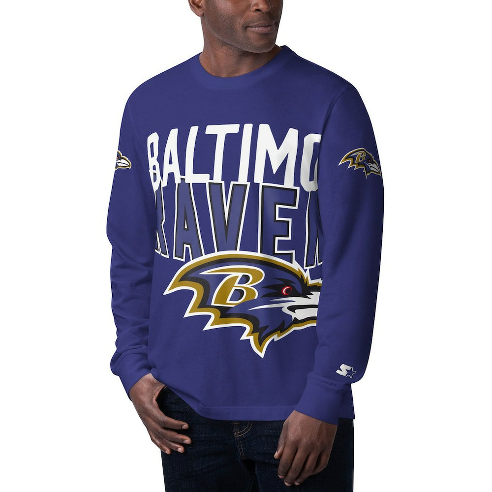 Baltimore Ravens Starter Clutch Hit Long Sleeve T-Shirt - Purple T-shirts