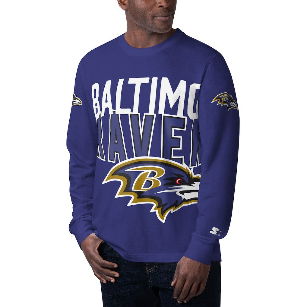 Baltimore Ravens Starter Clutch Hit Long Sleeve T-Shirt - Purple T-shirts